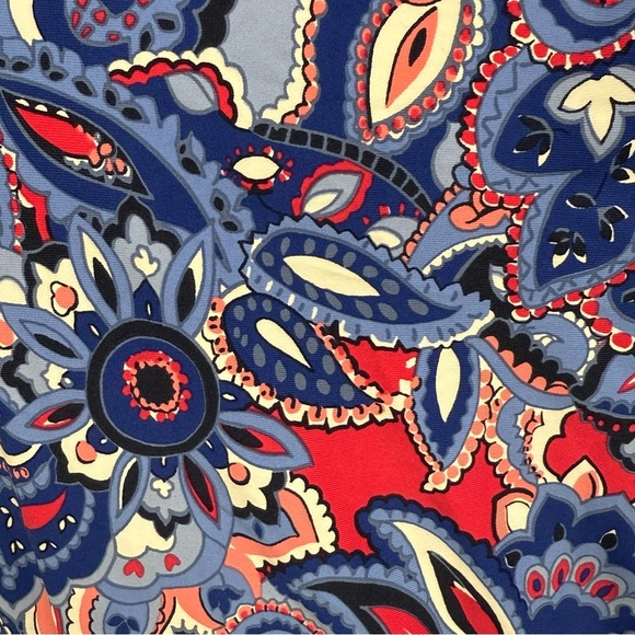 NWT Talbots Faux Wrap Dress Plus 2X Blue Pink Paisley Floral Knee Length Stretch - Picture 9 of 12